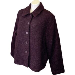 Eileen Fisher Boucle Wool Button Front Coat Sz Medium